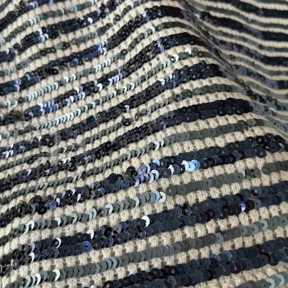 Chico's Women's Starlet Sequin Striped Holiday Top Size 12 Large (Chico's 2) - Picture 4 of 11